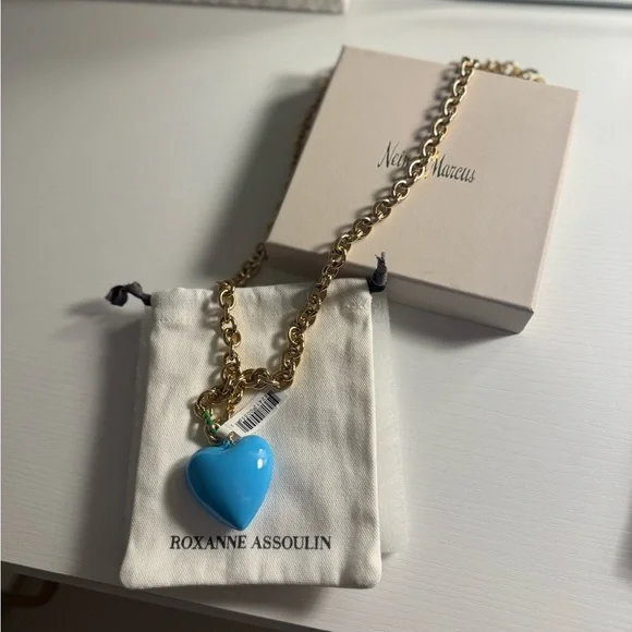 Roxanne Assoulin Gold Necklace with Blue Heart Charm - Picture 2 of 4